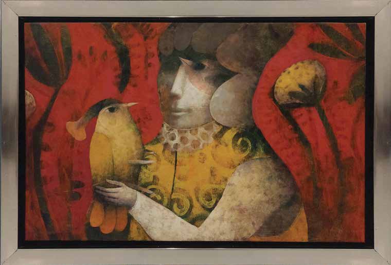 Hombre con pajarito by Joselito Sabogal